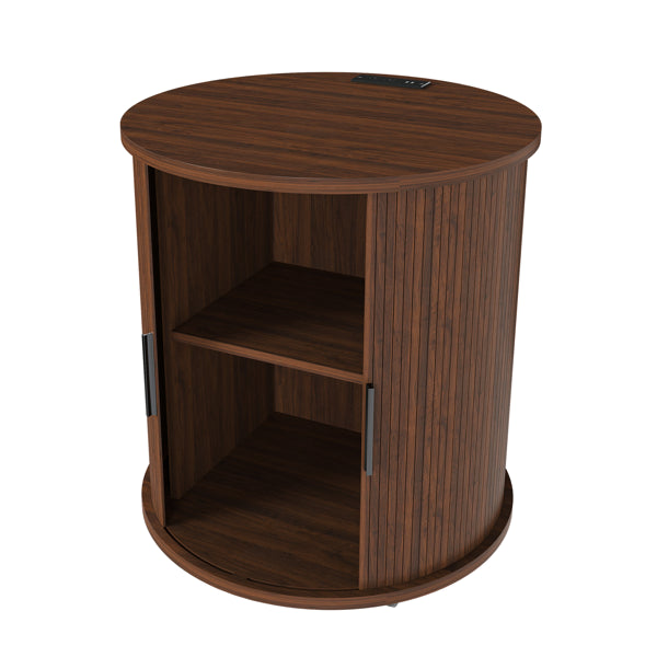 Ensemble de 2 tables de fin de cylindre moderne du Mid Century avec station de recharge intégrée et coulissante D