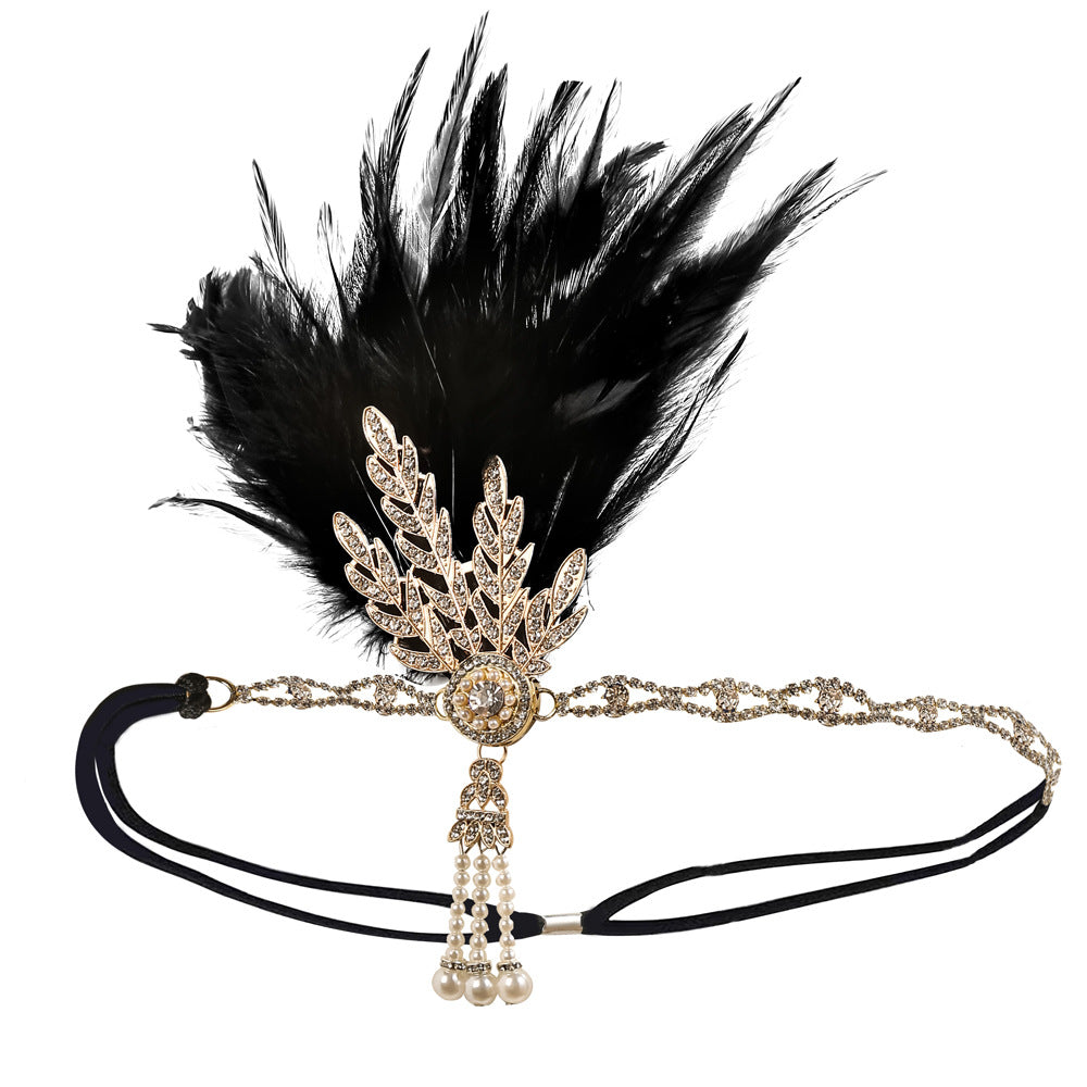 Tête de plume de masquerade Vintage bande de cheveux dans le style européen et américain