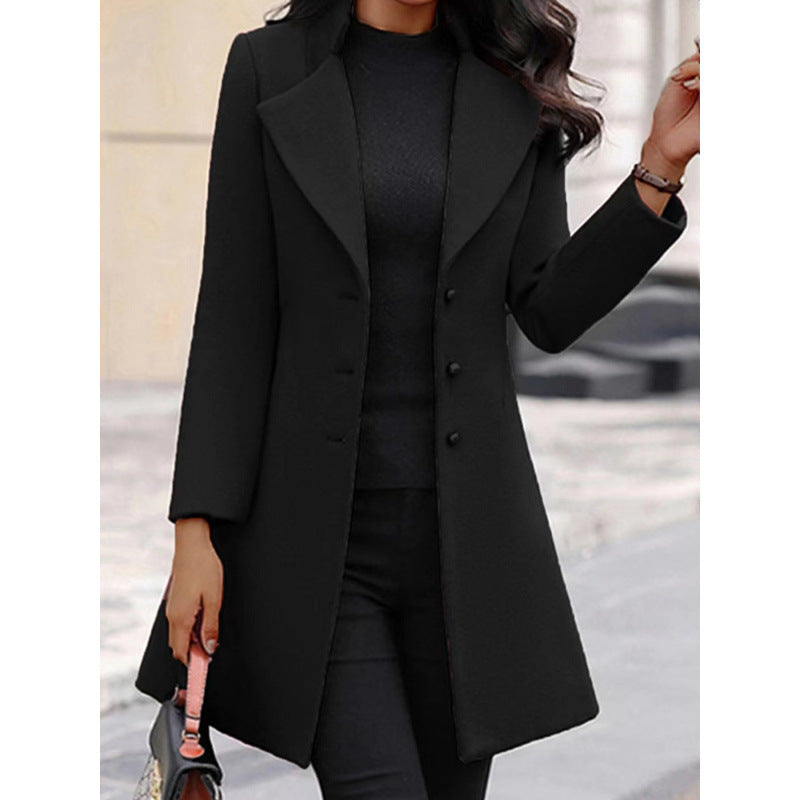 Manteau de laine d'hiver pour femmes - Pardessus chaud classique pour temps froid