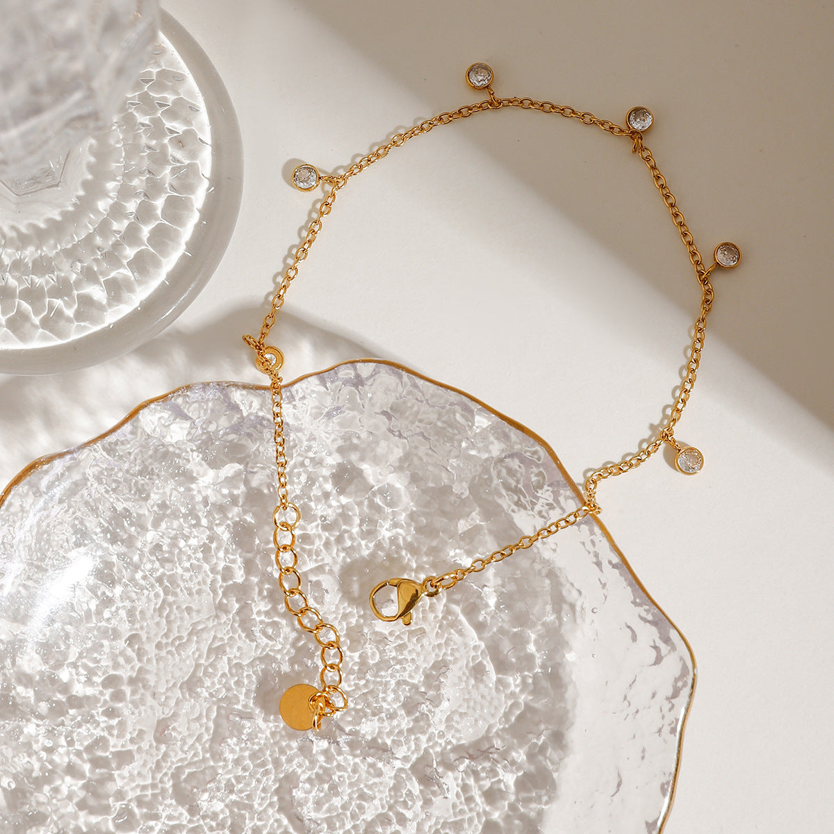 Anklet Zircon tout en acier inoxydable
