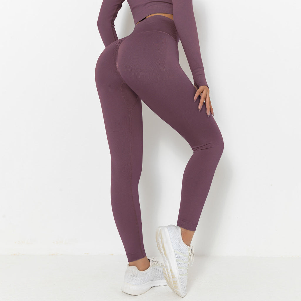 Tee-shirt sans couture tricoté en couleur solide Sports Running Fitness Yoga Porter à manches courtes