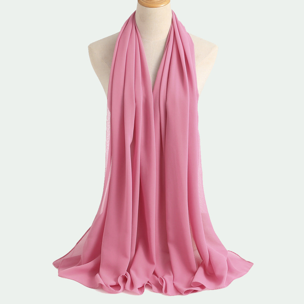 Summer Solid-Color Pearl Mousseline Bubble Femmes Headcarf