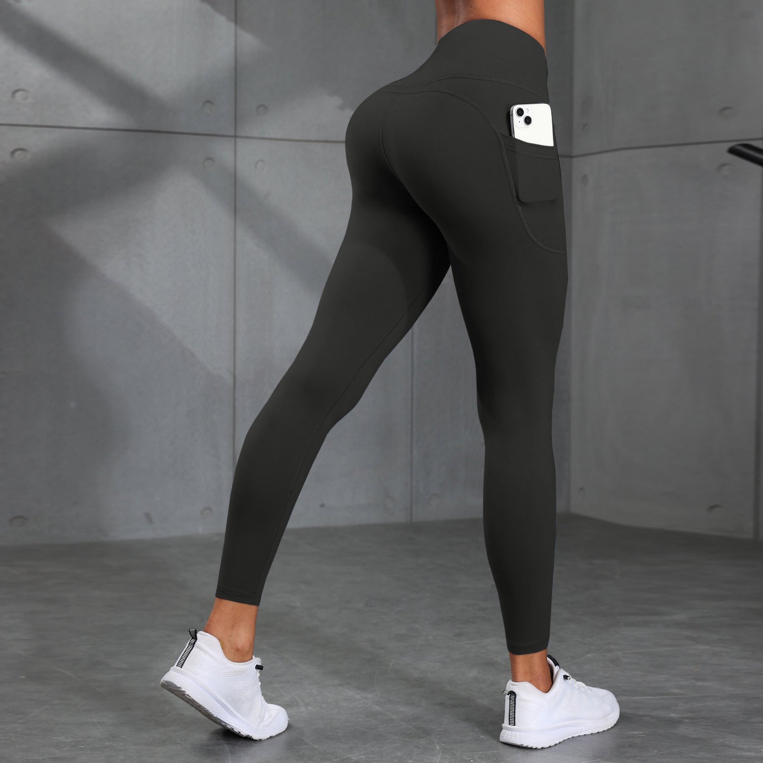 Pantalon de course et pantalons de yoga en side-pocket de couleur solide
