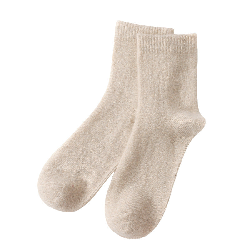 Mid-High Tube Pure Couleur Chaussettes en cachemire Chaussettes de maternité unisexe Hiver Chaussettes épaisses froides Guerre
