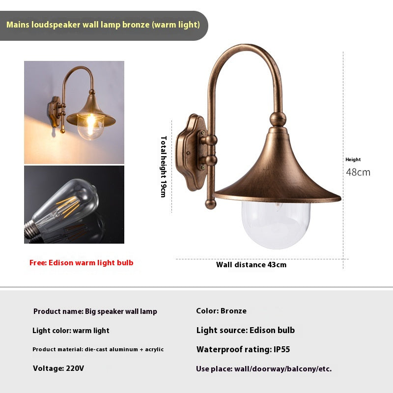 Lampe murale extérieure Lampe murale en corne Porte extérieure Lampe Stairs Pastoral Aluminium Balcon Expose