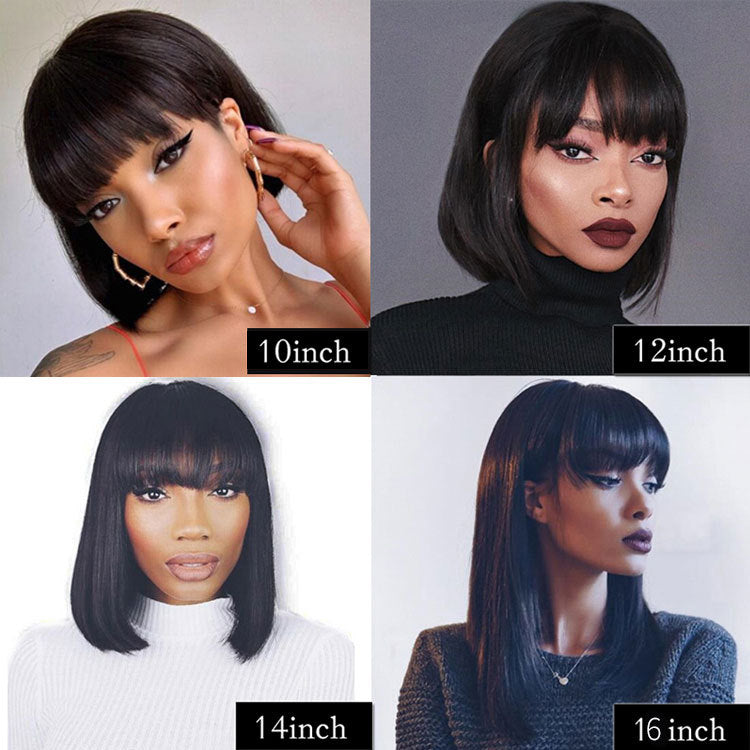 Cheveux humains Bob Wig Headgear Woven Top Coeur est naturel et réaliste