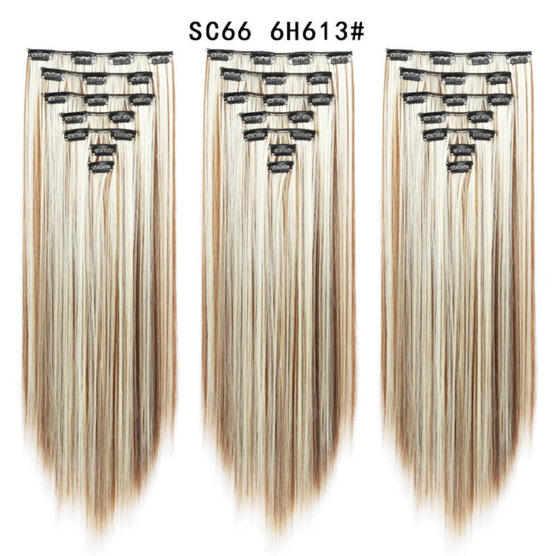 16 Carte Sept-pièces Coiffure Perruque Beauté Chimique Perruque Ensemble de Perruque Cheveux Extension