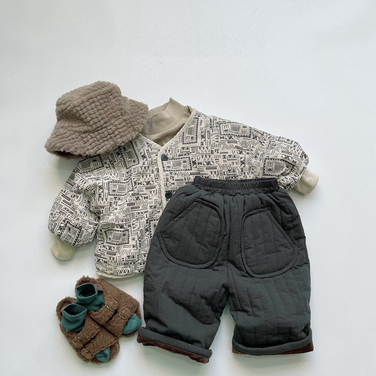 Pantalon léger en coton retro pour enfants à la jambe droite