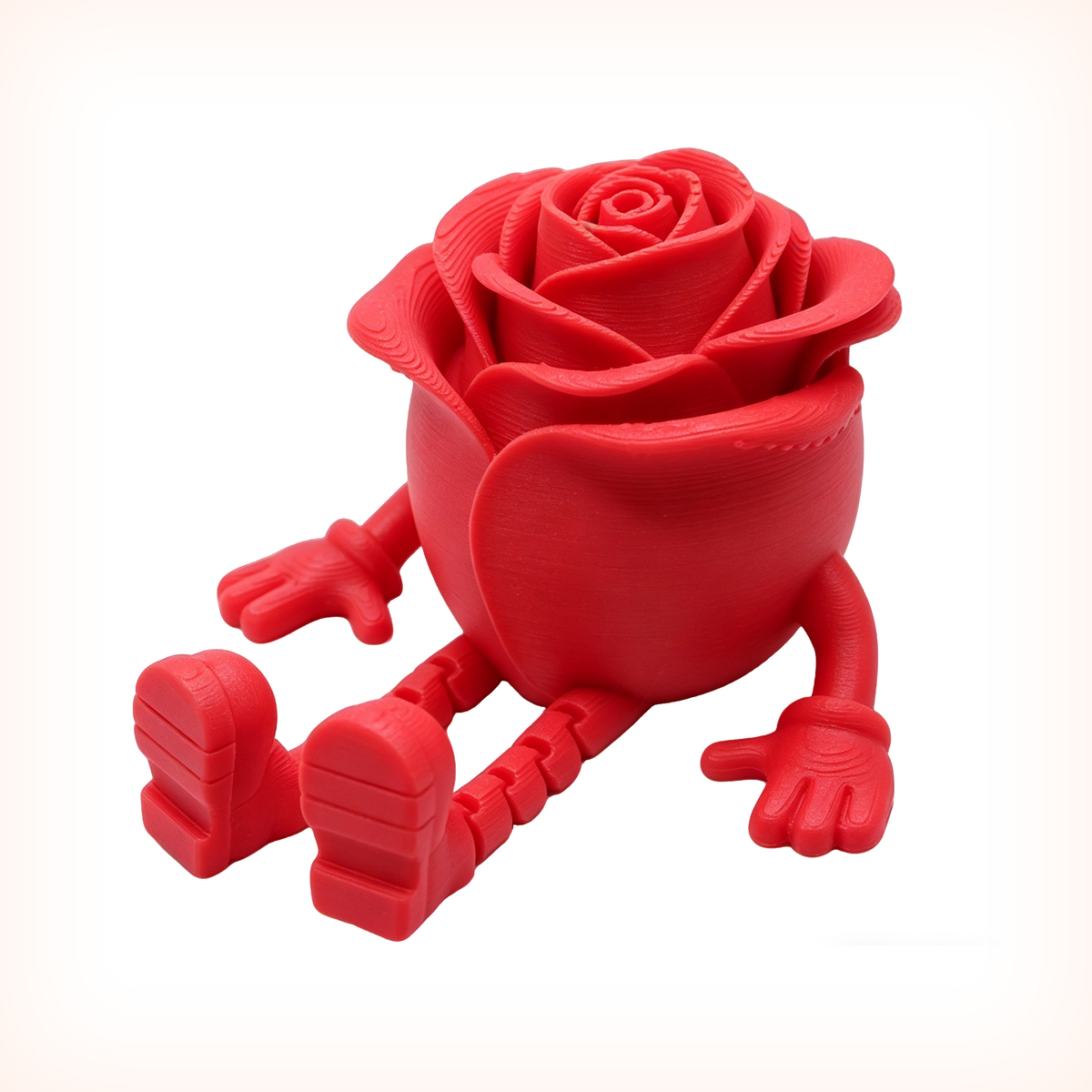 Figurine 3D imprimée rouge articulée rose assise