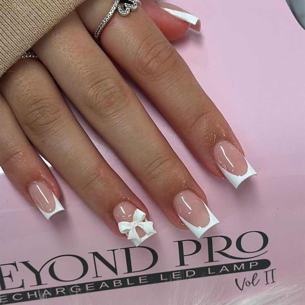 Portable courte Leopard-print Contraste couleur Bow Fake Nails Tip-style