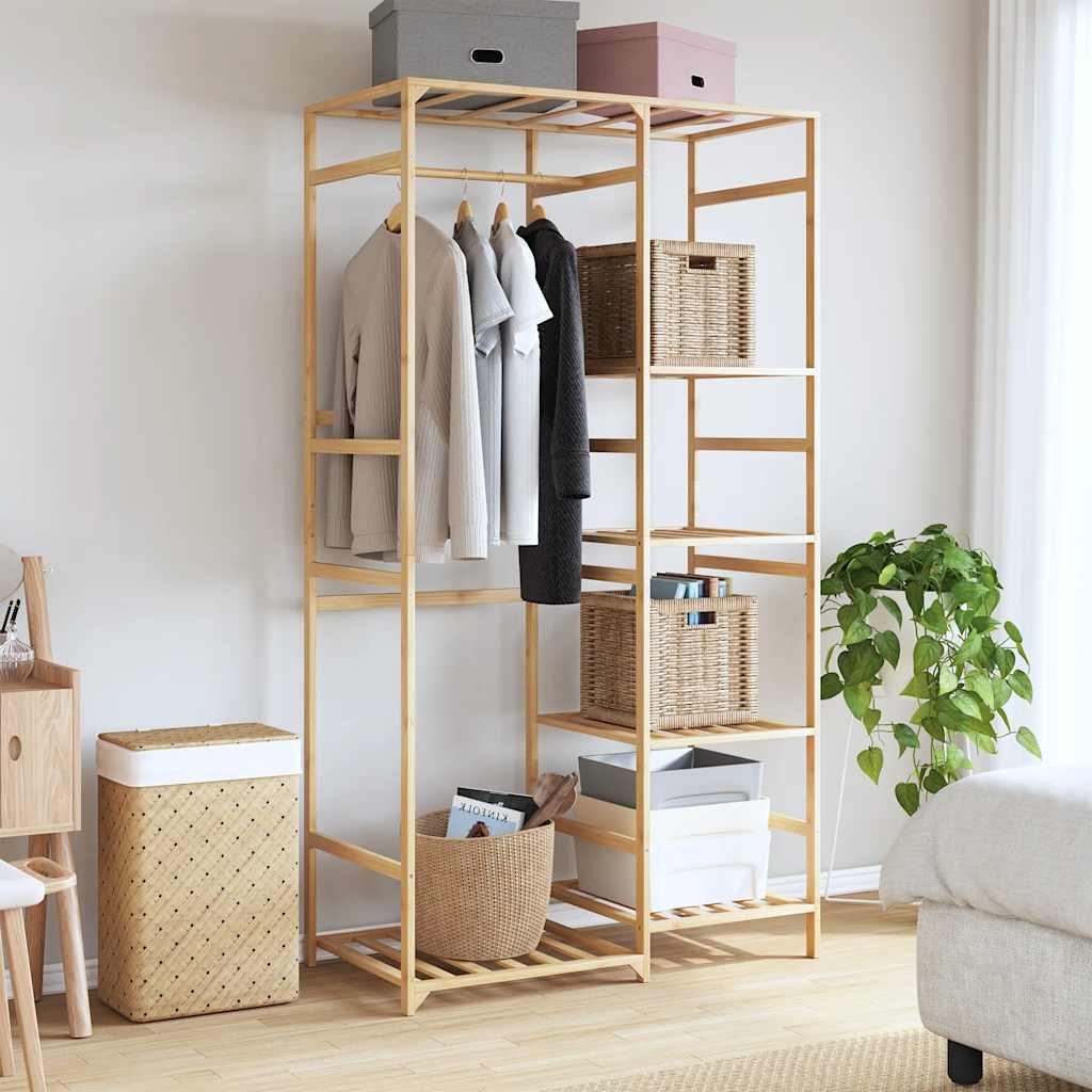 Sac de vêtements avec étagères 100x50x184,5 cm Bambou