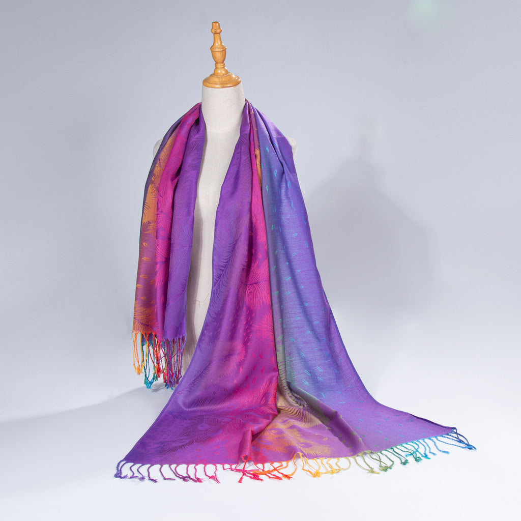 Écharpe de cou coloré à la plume, style ethnique Automne-hiver