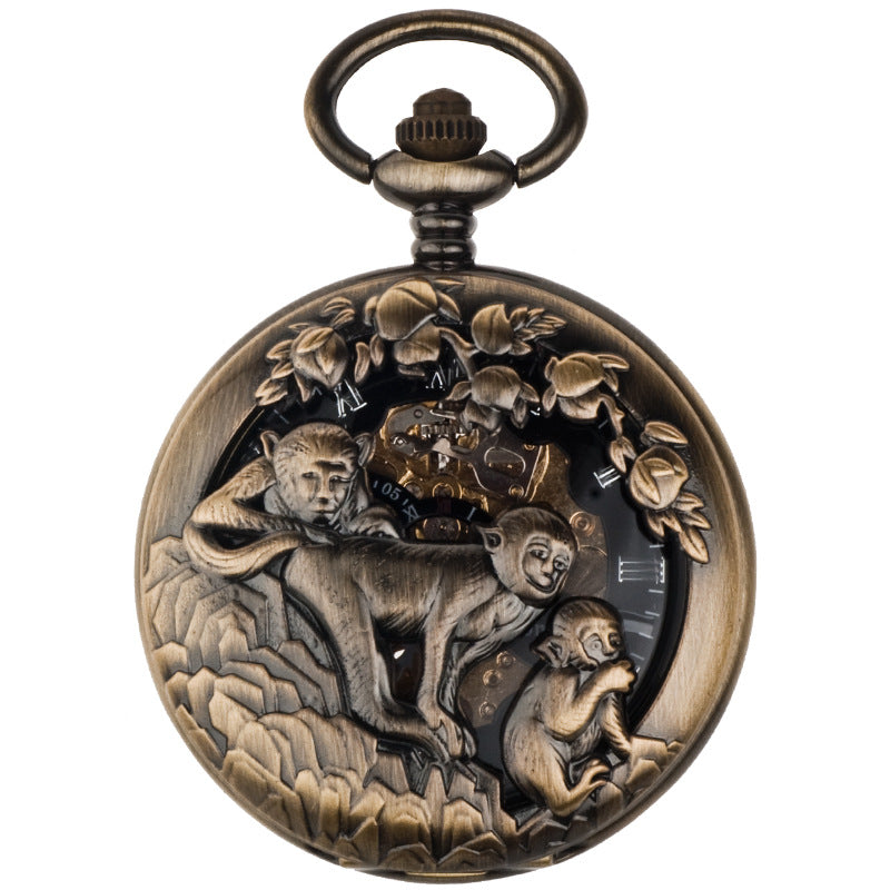 Montre 12-zodiac-animal de secours mécanique squelette avec cadran numérique romain