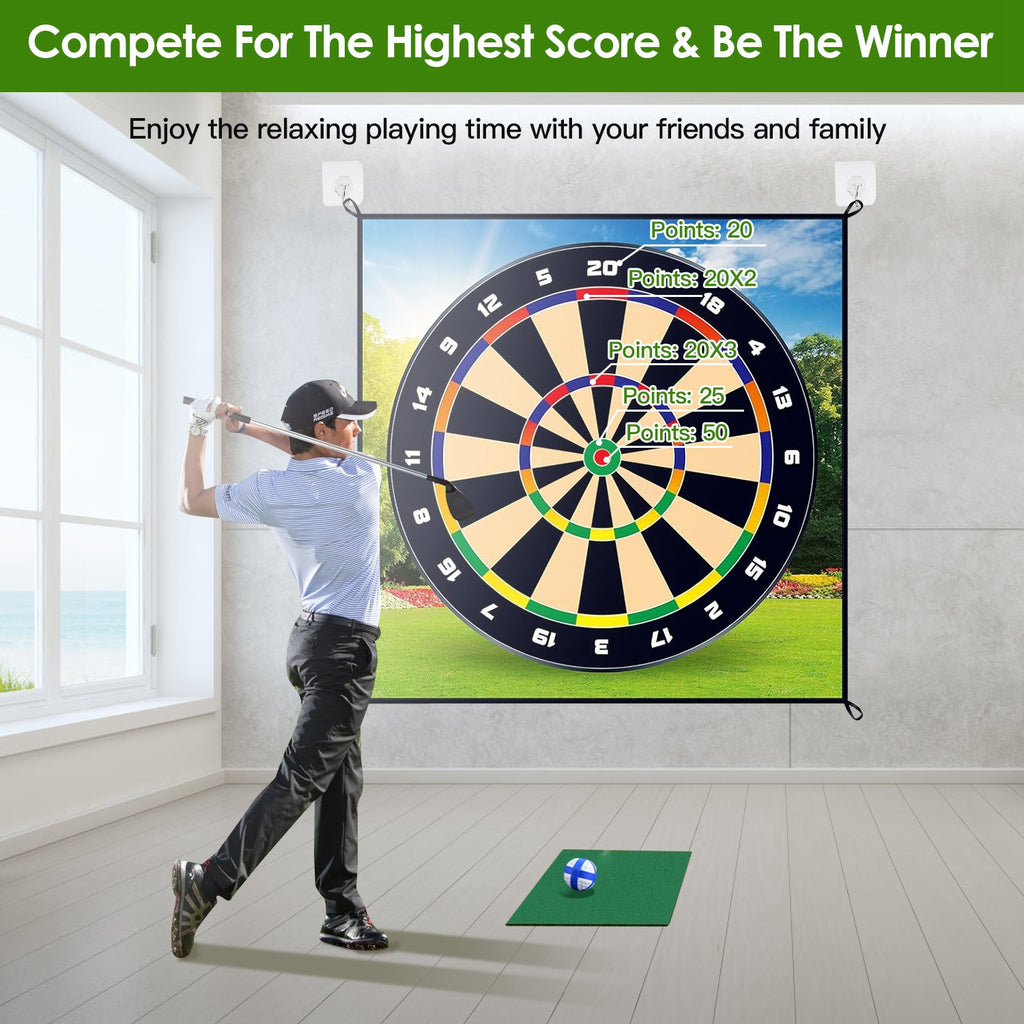 Golf Chipping Dart Jeu Mat Set avec 20 balles collantes au sol Stakes Crochets suspendus portant