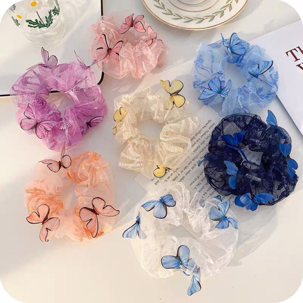 Accessoires de Cheveux de Butterfly pour femmes Mesh Pig Intestine Ring
