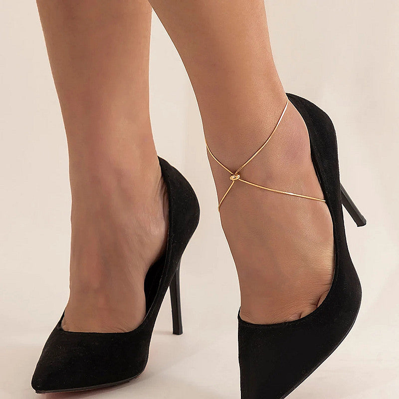 Bijoux réglables en métal Chaîne personnalisée Snake Bone avec perles rondes Bracele pied