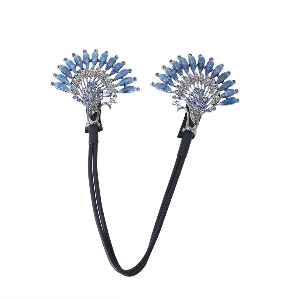 Retro Blue Peacock Style Diamond Clip perle clouté Exquisement élégant pour les courbes et
