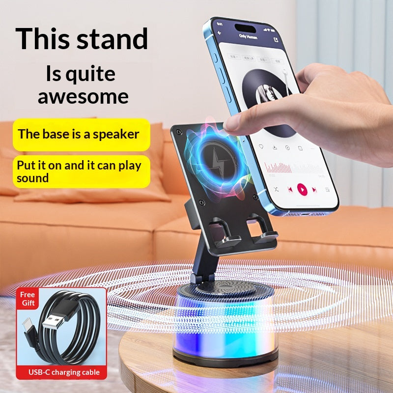 Haut-parleur Bluetooth inductif multifonctionnel Portable pliant et rotant Stand
