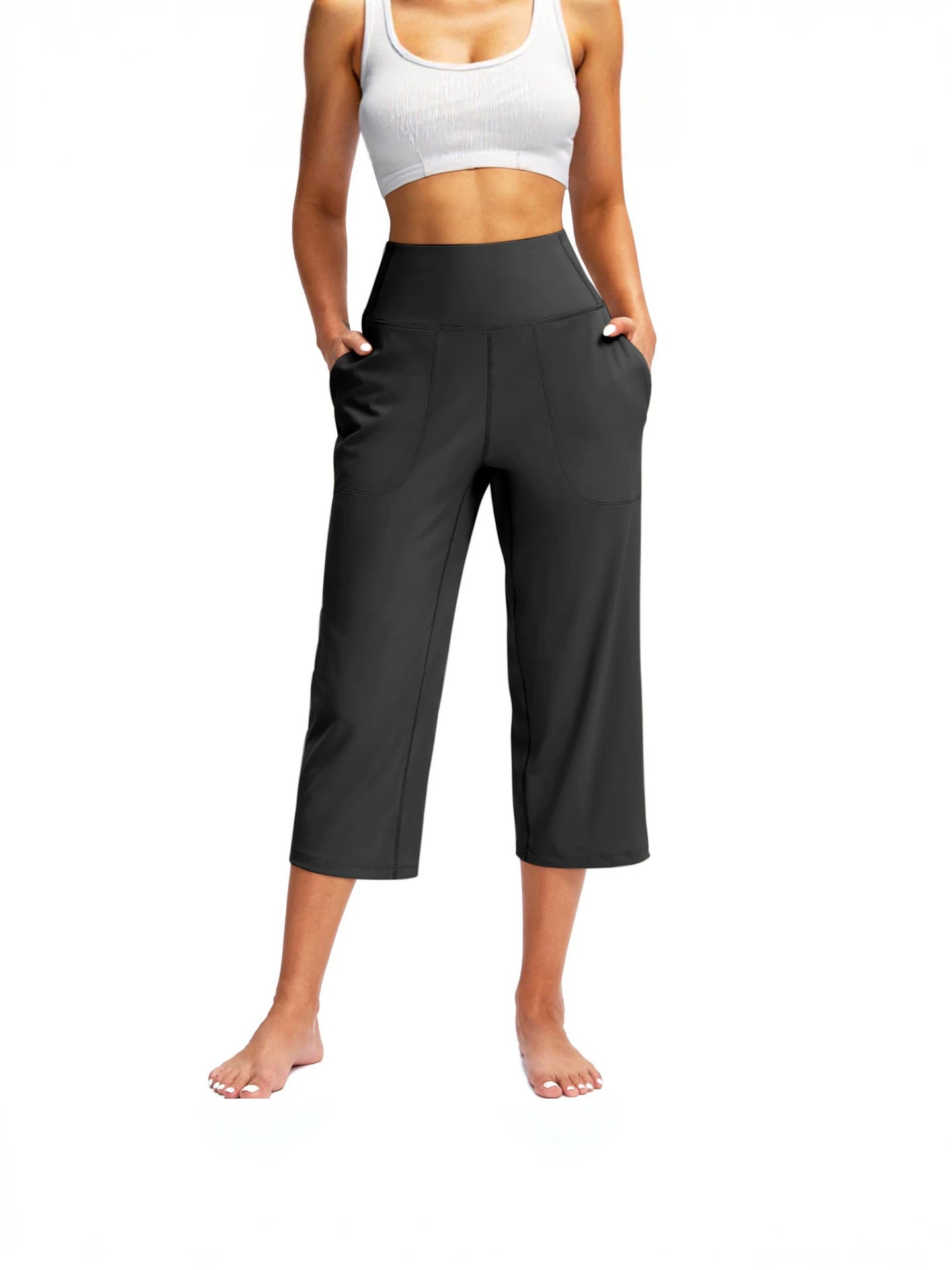 La mode européenne et américaine des femmes Couleur solide Pantalon à large leg avec poches