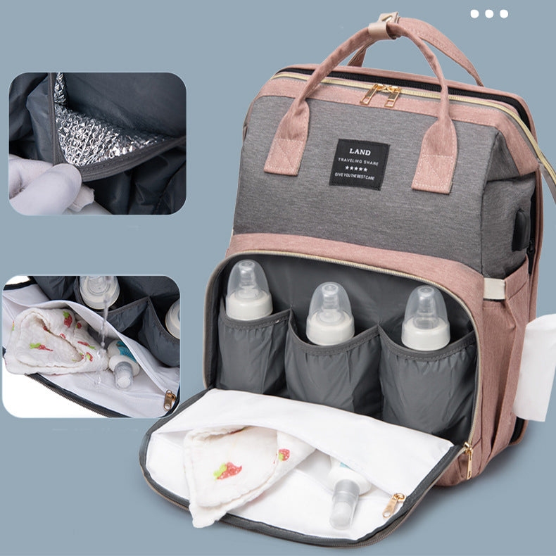 Mummy Baby Crib sac à dos Grande capacité Out Lait Sac isolé Femmes