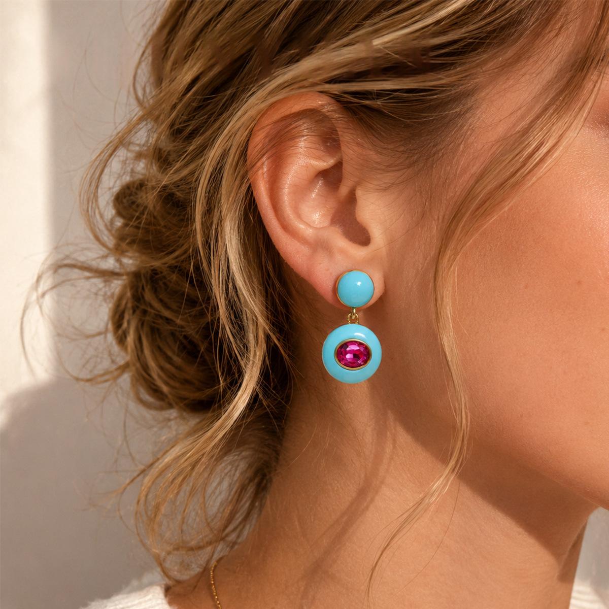 Boucles d'oreilles géométriques en acrylique bleu mode