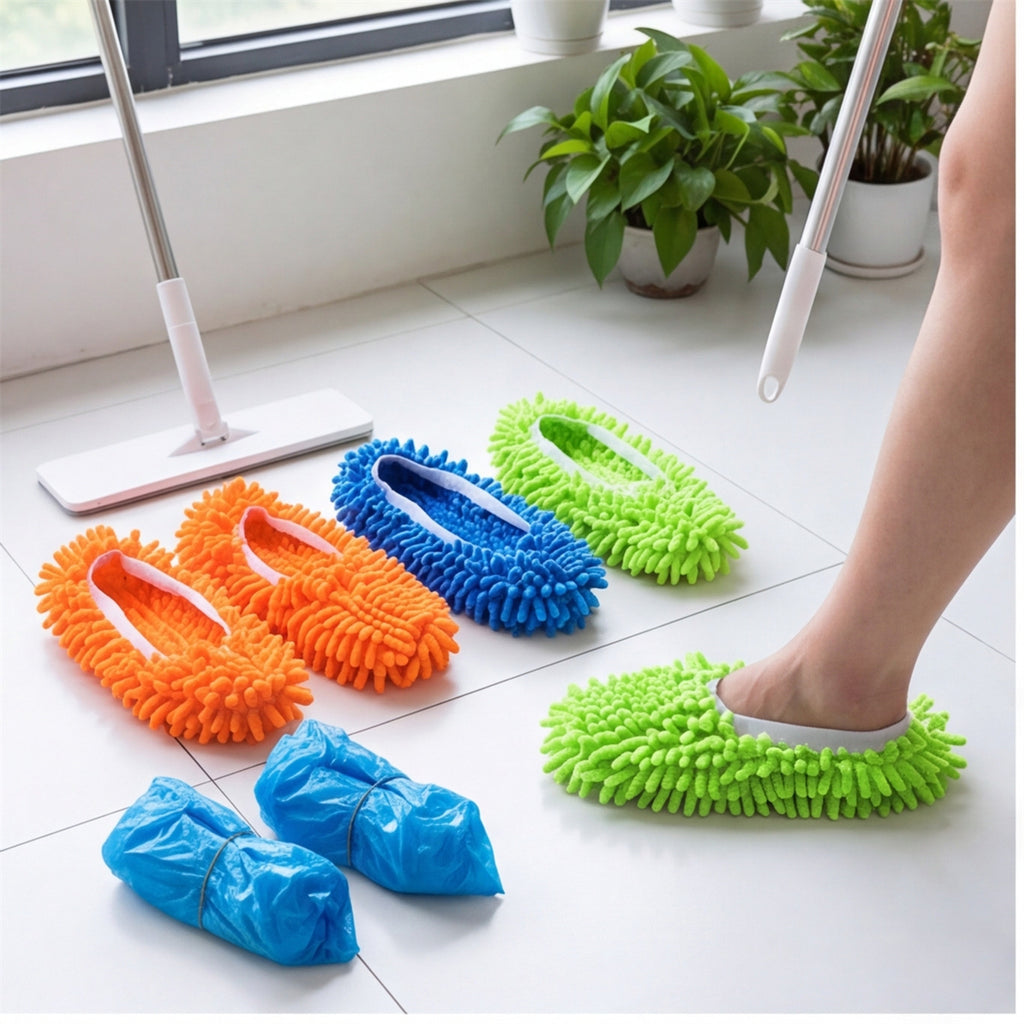3 paires de chaussons de nettoyage en vert
