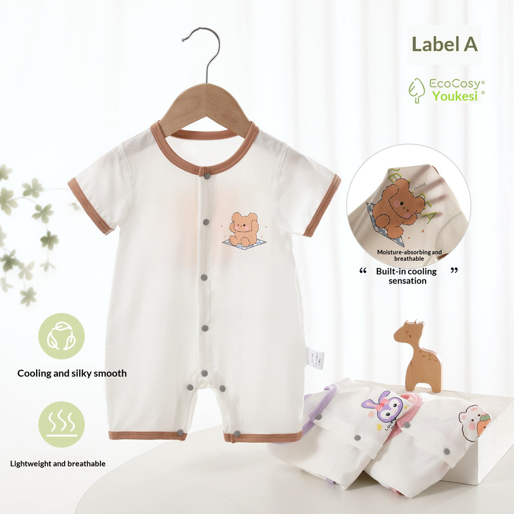 Été mince nouveau-né bébé onesie courte combinaison de saut
