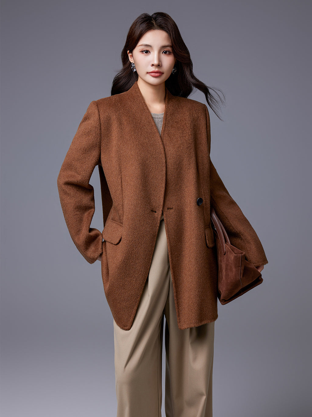 Manteau court en laine de style vintage pour femmes