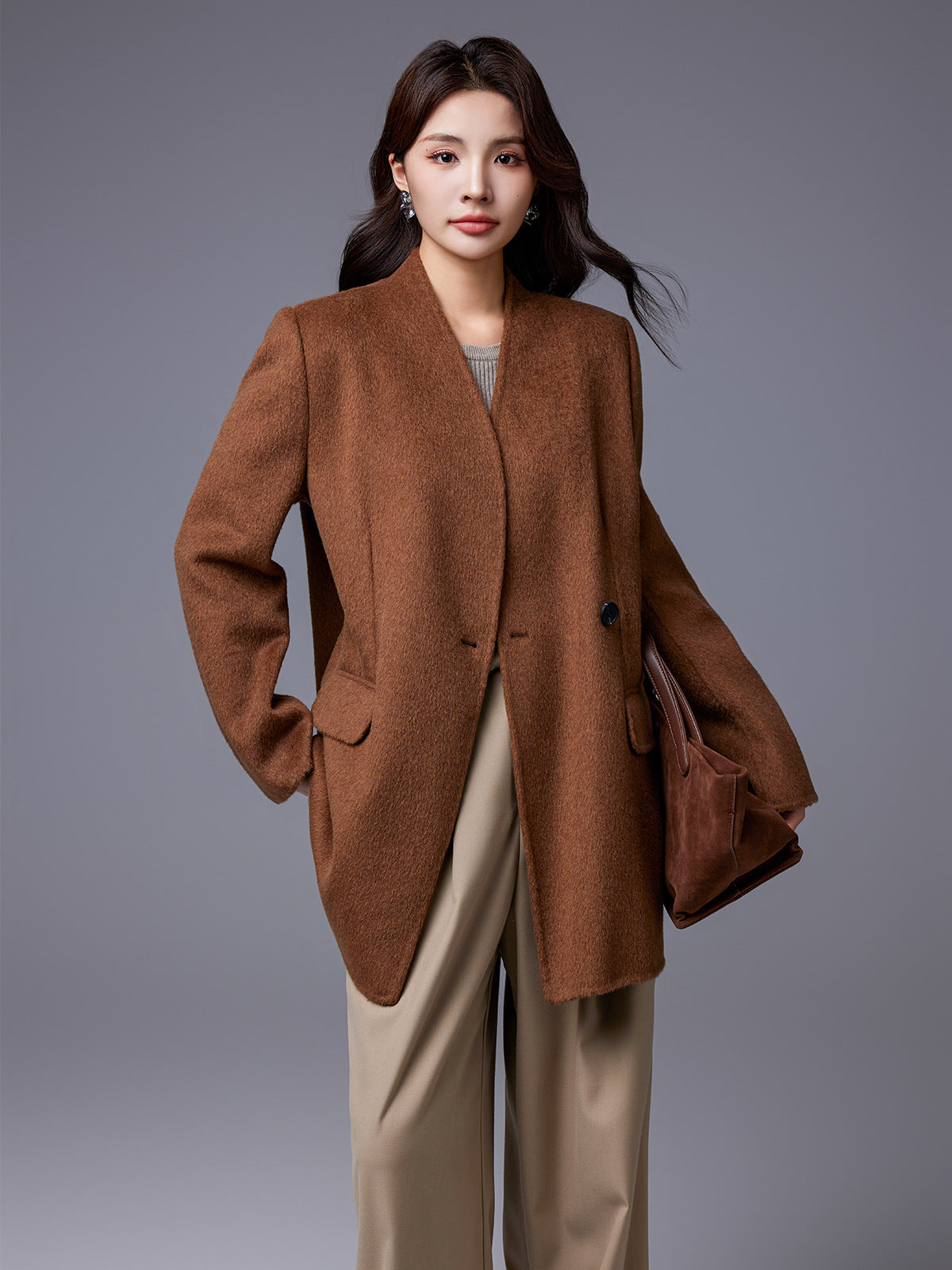 Manteau court en laine de style vintage pour femmes