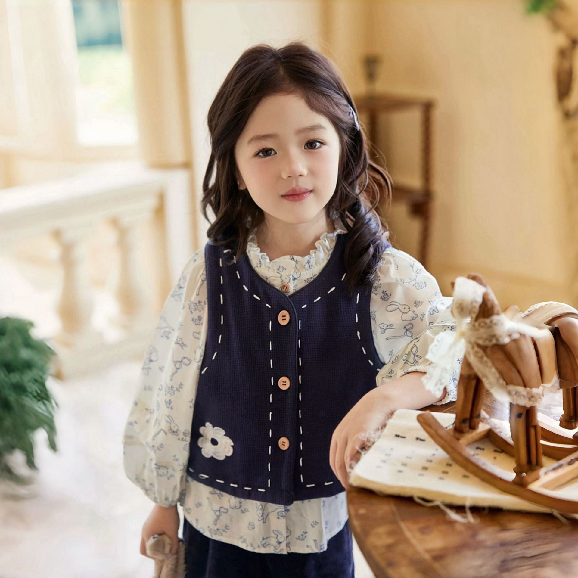 Style Vest Shirt pour les petites filles fashionable Ensemble de trois pièces