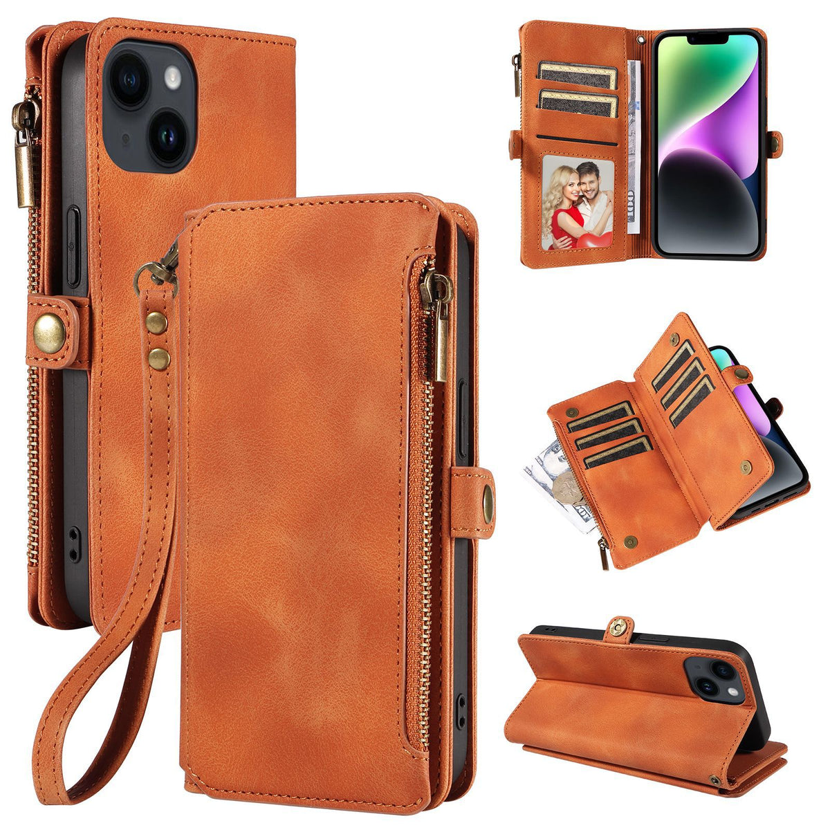 Étui de téléphone en cuir anti-chute