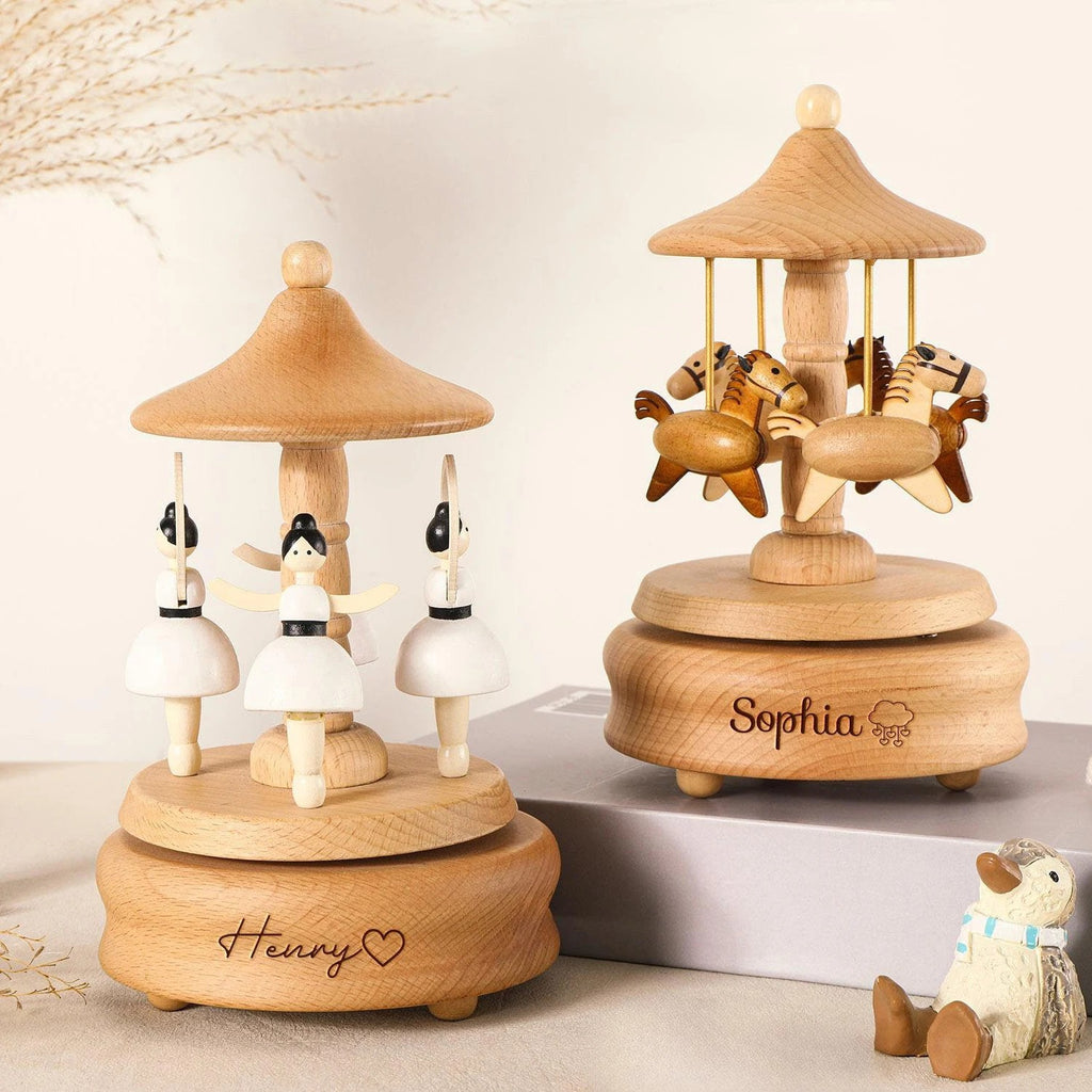Boîte à musique créative en bois pour décoration maison