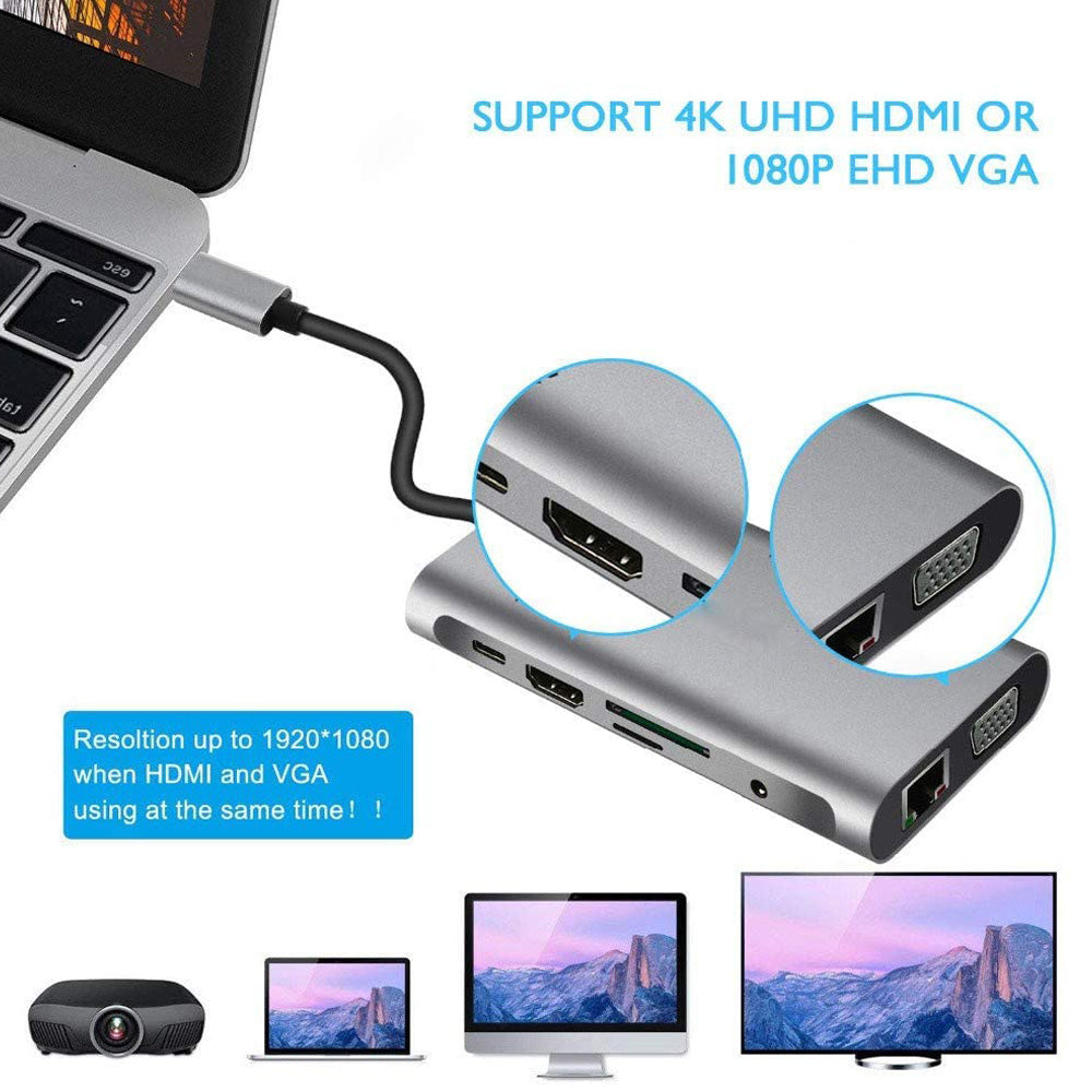 Type USB C à HDMI Dix en une extension quai USB