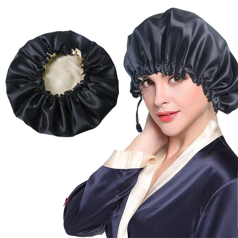 Bonnet de douche Soie douce Bonnet de bain double usage Bonnet de chimiothérapie