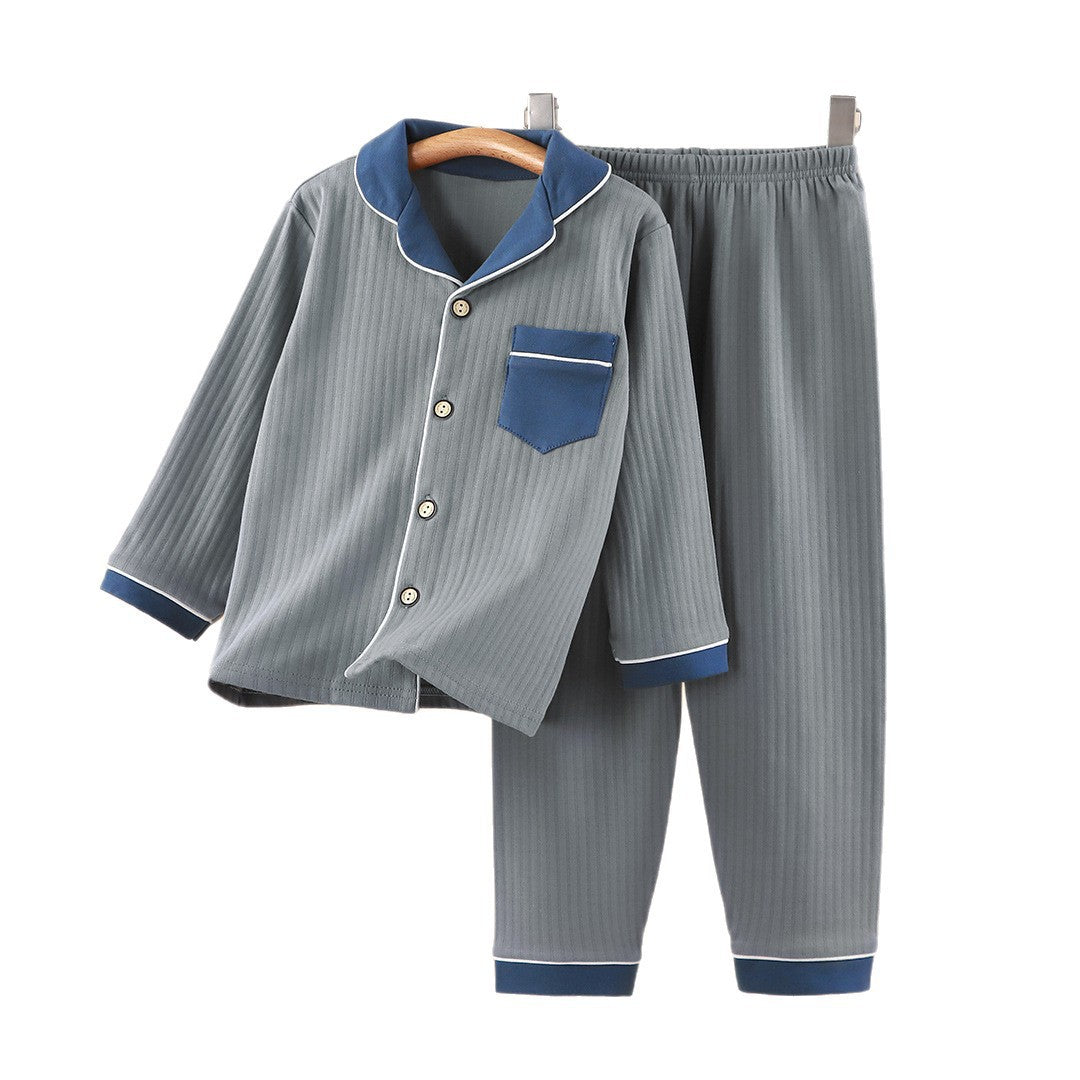 Parent-enfant Style pour enfants Pure coton Cardigan Accueil Vêtements Ensemble de couleur solide