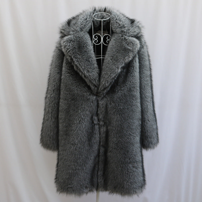 Imitation de fourrure pour hommes Renard fourrure longue coupe manteau