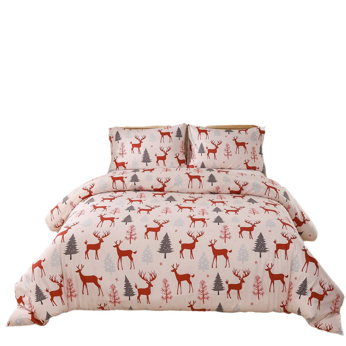 Couvre-lits motif de cerf de la forêt de Noël Ensemble de trois pièces