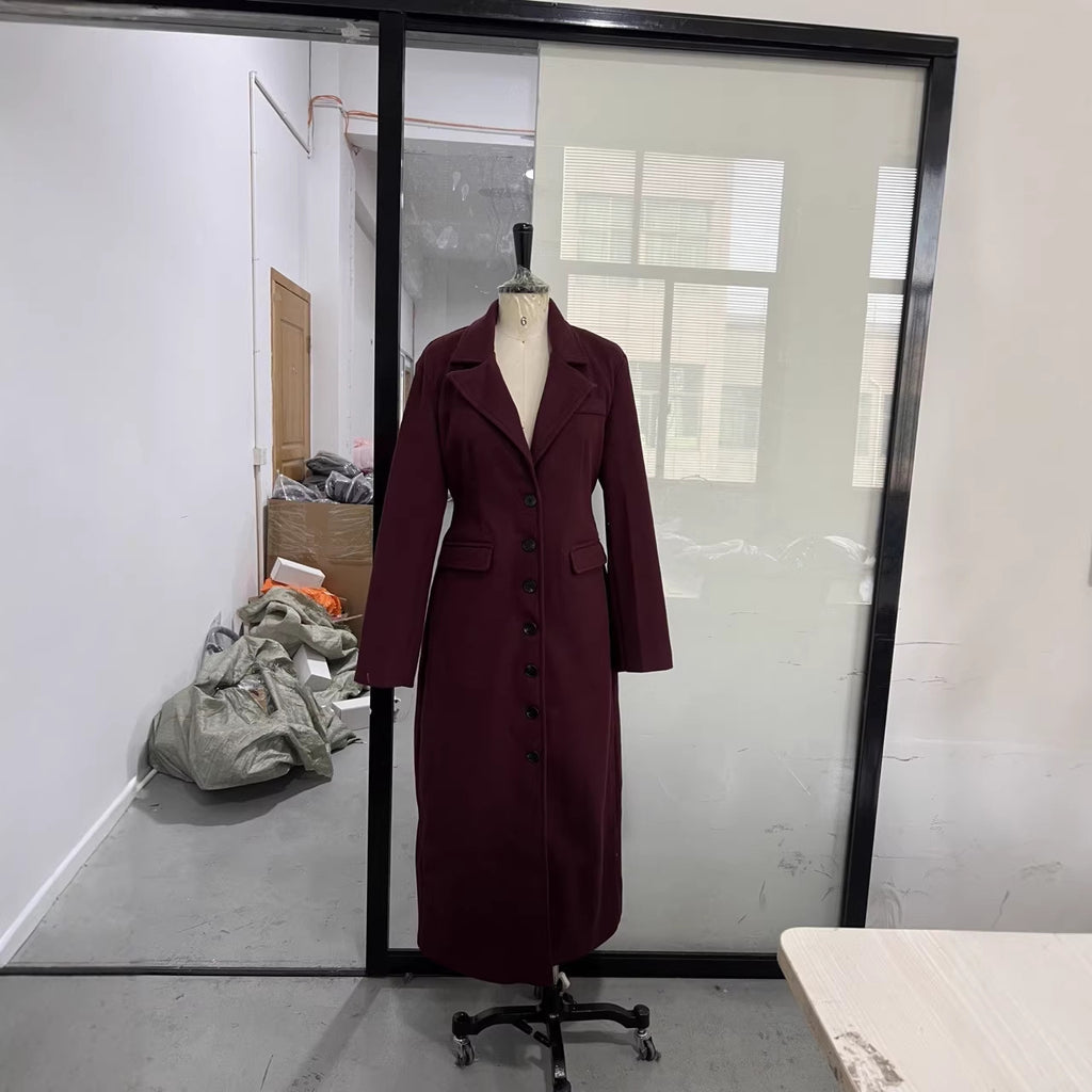 Élégant manteau en lapin de couleur solide