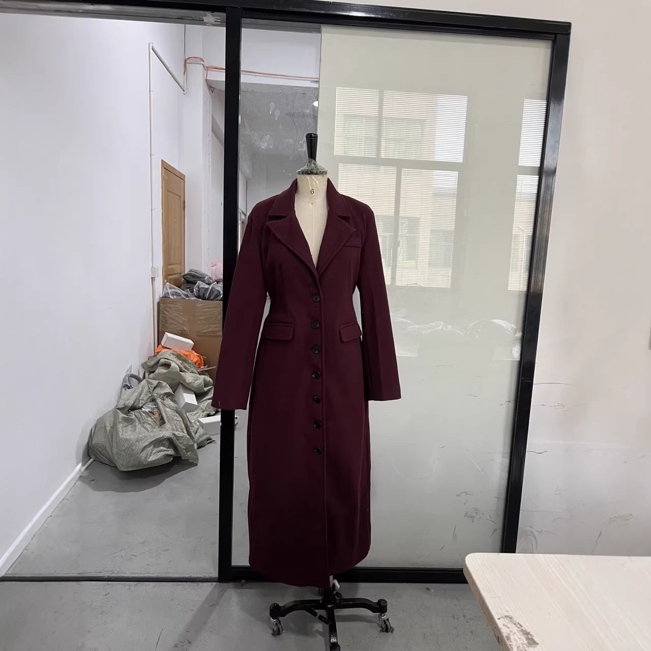 Élégant manteau en lapin de couleur solide