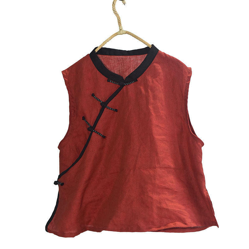 Femmes Lin Vest Retro Casual Waistcoat