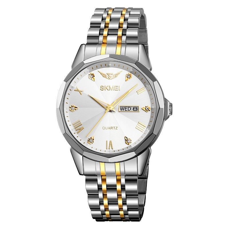 Business Bande en acier massif Calendrier Casual Waterproof Watch