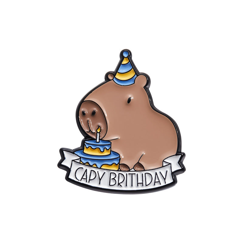 Broche d'insigne de peinture de style animal Capybara