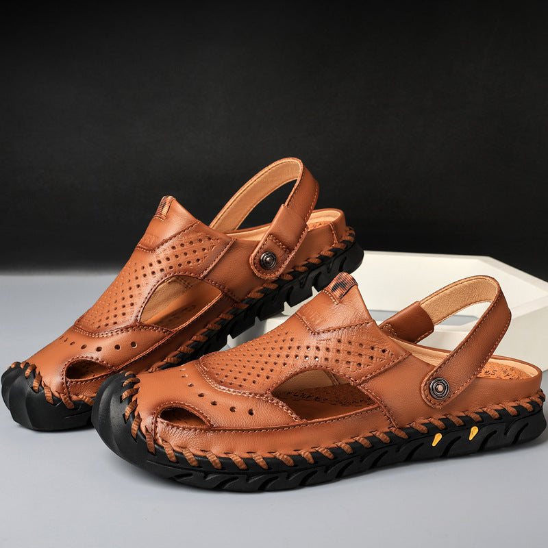 Chaussures de plage pour hommes en plein air à couture manuelle