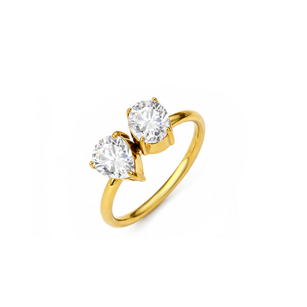 Anneau de titane en acier inoxydable Zircon pour femmes