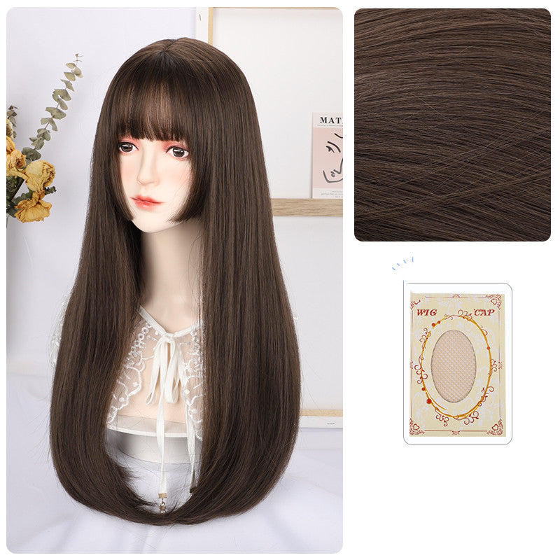Princess Cut Wig Femme Long Coiffure Simulation Net Rouge