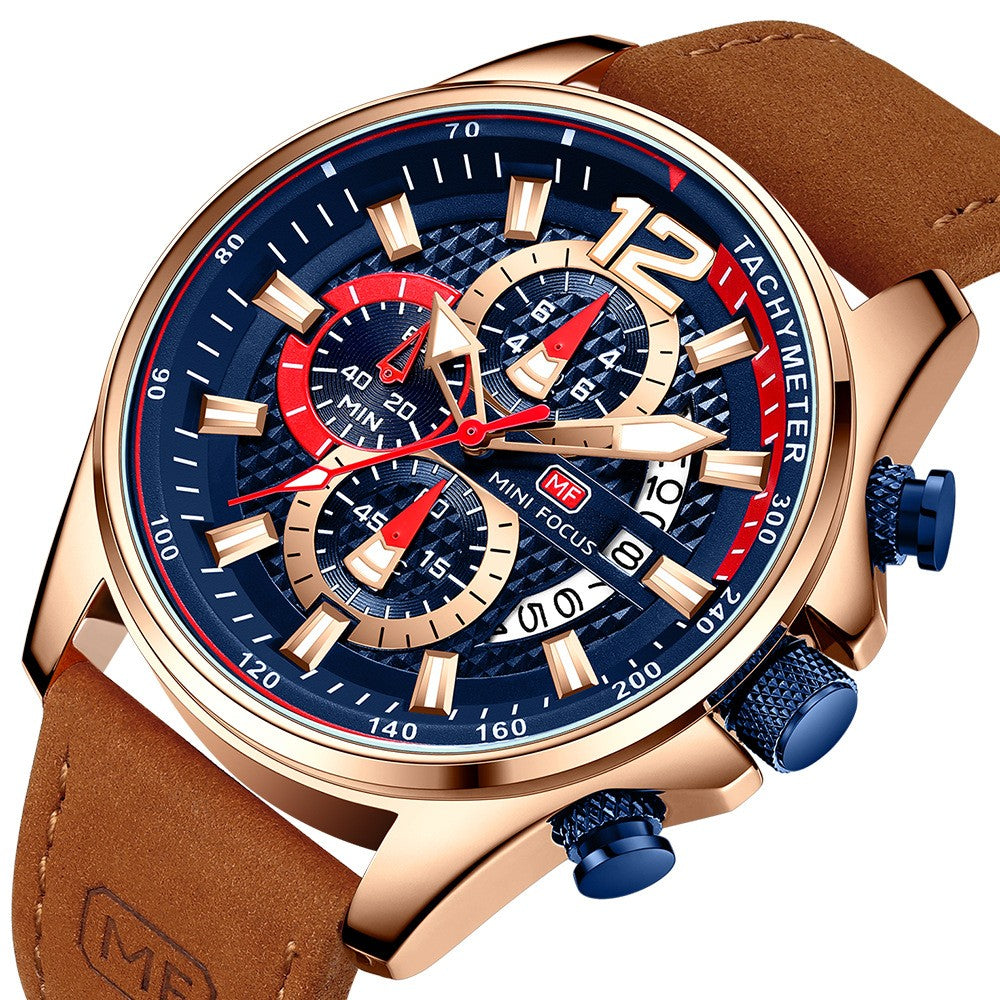 Multifonctionnel Sports imperméable hommes montre Crazy Horse Ceinture