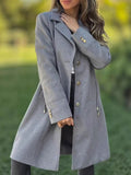 Femme Mode Solide-couleur Laine mi-long avec cordons et poches