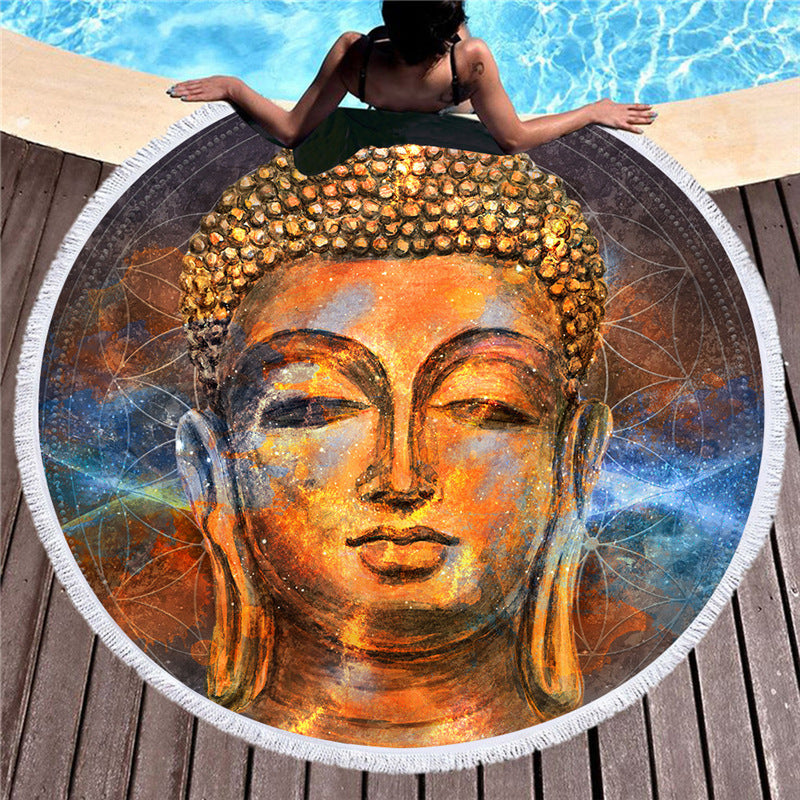 Serviette de plage ronde statue de Bouddha indien