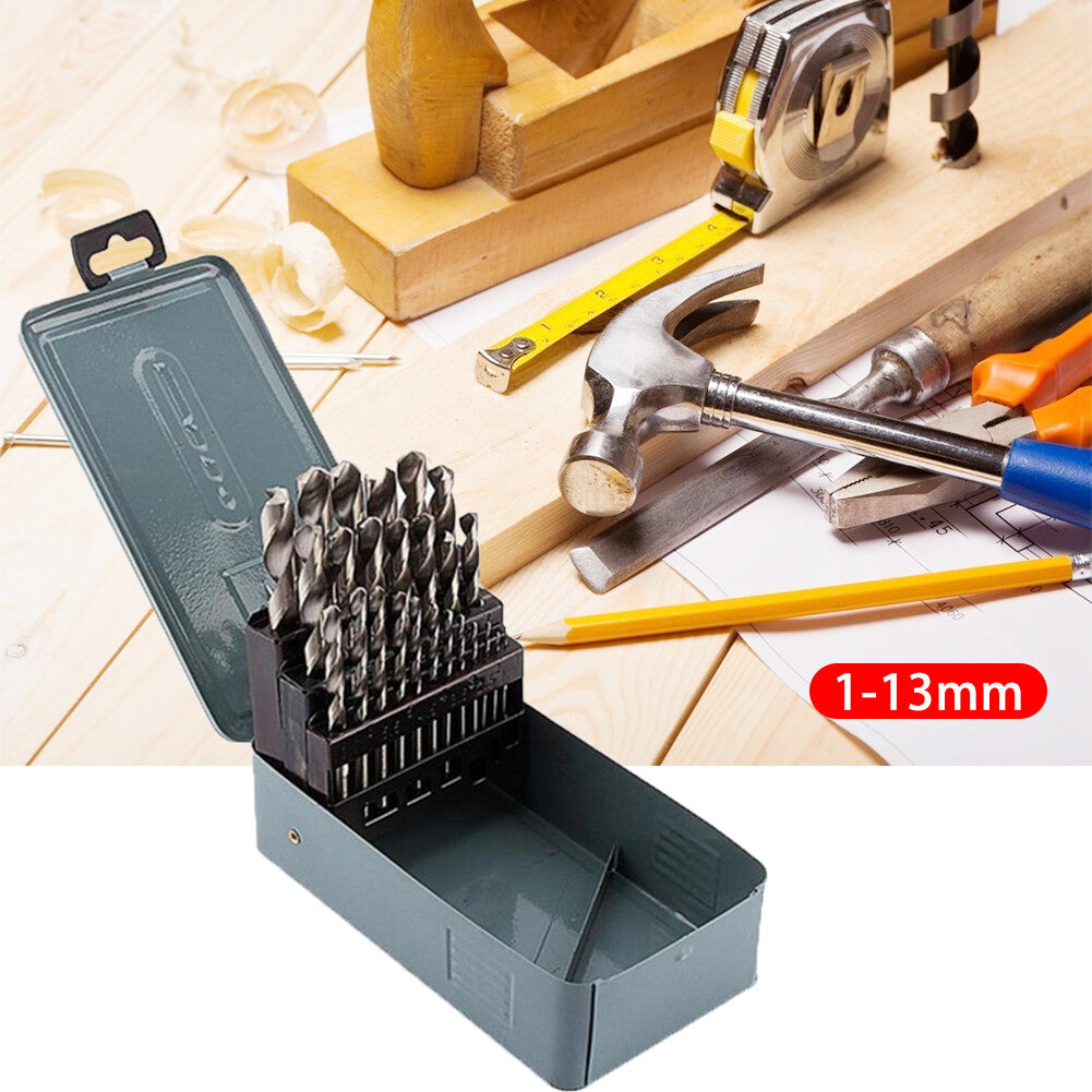 25 pièces HSS Twist Perceuse Bit ensemble 1-13mm 135 Degree Split Point pour l'acier métallique avec métal
