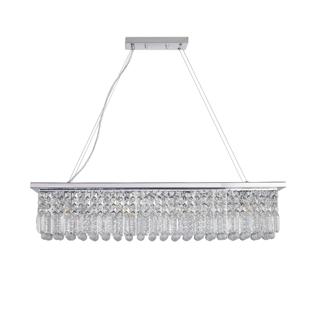Lustre en cristal moderne pour salle à manger Rectangle blanc 8 lumières Raindrop Lustre Cont